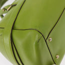 Salvatore Ferragamo Gancini Hand Bag Leather Green Gold Auth 154371-16