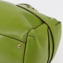 Salvatore Ferragamo Gancini Hand Bag Leather Green Gold Auth 154371-9