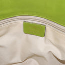 Salvatore Ferragamo Gancini Hand Bag Leather Green Gold Auth 154371-12