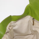 Salvatore Ferragamo Gancini Hand Bag Leather Green Gold Auth 154371-18