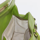 Salvatore Ferragamo Gancini Hand Bag Leather Green Gold Auth 154371-19