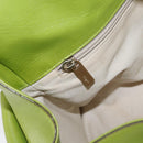 Salvatore Ferragamo Gancini Hand Bag Leather Green Gold Auth 154371-20