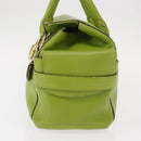Salvatore Ferragamo Gancini Hand Bag Leather Green Gold Auth 154371-3