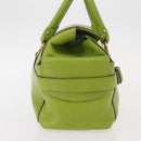 Salvatore Ferragamo Gancini Hand Bag Leather Green Gold Auth 154371-4
