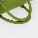 Salvatore Ferragamo Gancini Hand Bag Leather Green Gold Auth 154371-7