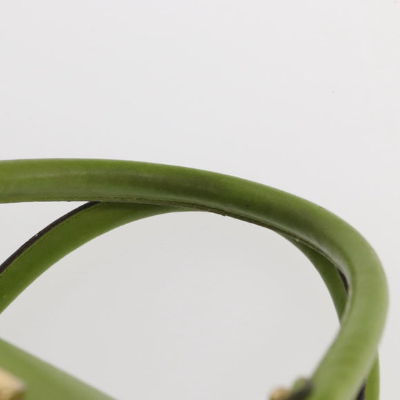 Salvatore Ferragamo Gancini Hand Bag Leather Green Gold Auth 154371