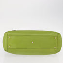 Salvatore Ferragamo Gancini Hand Bag Leather Green Gold Auth 154371-5