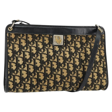 Christian Dior Trotter Canvas Shoulder Bag Navy Gold Auth 154374