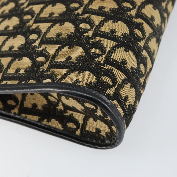 Christian Dior Trotter Canvas Shoulder Bag Navy Gold Auth 154374