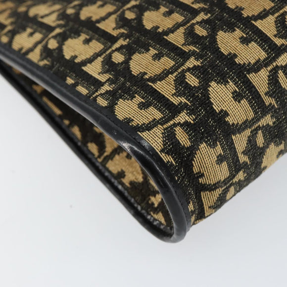 Christian Dior Trotter Canvas Shoulder Bag Navy Gold Auth 154374