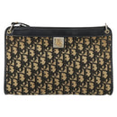 Christian Dior Trotter Canvas Shoulder Bag Navy Gold Auth 154374-13