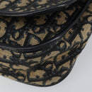 Christian Dior Trotter Canvas Shoulder Bag Navy Gold Auth 154375-10