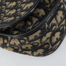 Christian Dior Trotter Canvas Shoulder Bag Navy Gold Auth 154375-11