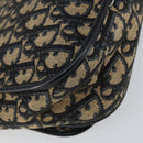 Christian Dior Trotter Canvas Shoulder Bag Navy Gold Auth 154375-13