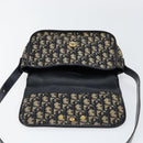 Christian Dior Trotter Canvas Shoulder Bag Navy Gold Auth 154375-16
