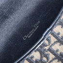 Christian Dior Trotter Canvas Shoulder Bag Navy Gold Auth 154375-17