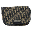 Christian Dior Trotter Canvas Shoulder Bag Navy Gold Auth 154375-2