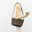 Christian Dior Trotter Canvas Shoulder Bag Navy Gold Auth 154375-21