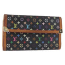 LOUIS VUITTON Monogram Multicolor Porte Tresor Wallet Black M92658 Auth 154380-1