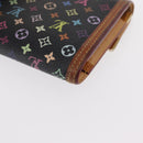 LOUIS VUITTON Monogram Multicolor Porte Tresor Wallet Black M92658 Auth 154380-16