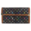 LOUIS VUITTON Monogram Multicolor Porte Tresor Wallet Black M92658 Auth 154380-13