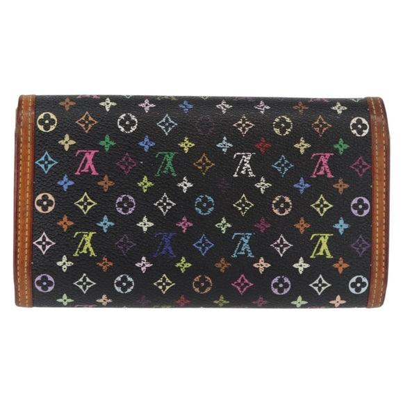 LOUIS VUITTON Monogram Multicolor Porte Tresor Wallet Black M92658 Auth 154380