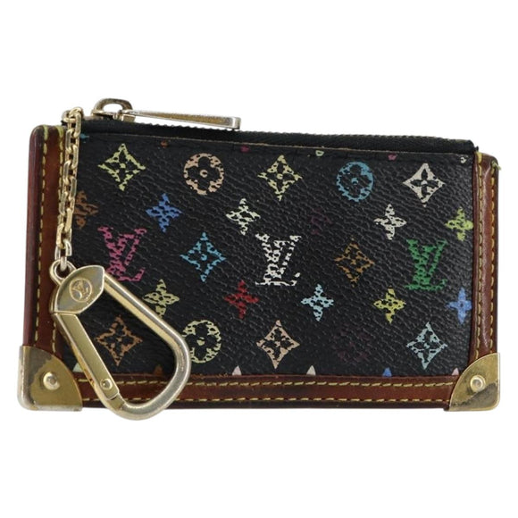 LOUIS VUITTON Multicolor Pochette Cles Coin Purse Black M13664 LV Auth 154383