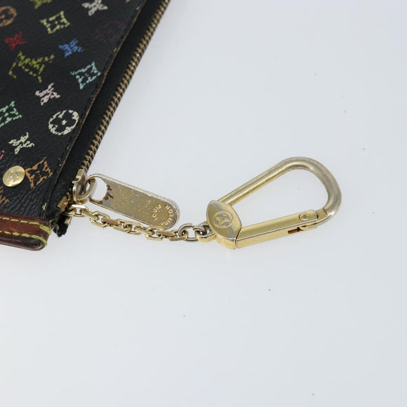 LOUIS VUITTON Multicolor Pochette Cles Coin Purse Black M13664 LV Auth 154383