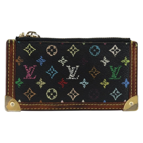 LOUIS VUITTON Multicolor Pochette Cles Coin Purse Black M13664 LV Auth 154383