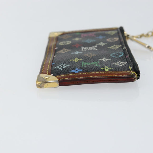 LOUIS VUITTON Multicolor Pochette Cles Coin Purse Black M13664 LV Auth 154383