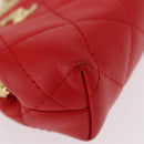 CHANEL Matelasse Chain Shoulder Pouch Bag Lamb Skin Red Gold CC Auth 154389SAM-11