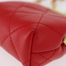 CHANEL Matelasse Chain Shoulder Pouch Bag Lamb Skin Red Gold CC Auth 154389SAM-14
