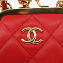 CHANEL Matelasse Chain Shoulder Pouch Bag Lamb Skin Red Gold CC Auth 154389SAM-15