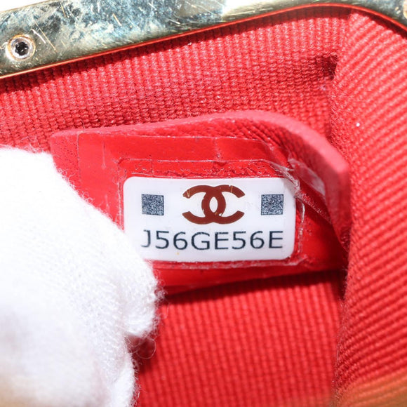 CHANEL Matelasse Chain Shoulder Pouch Bag Lamb Skin Red Gold CC Auth 154389SAM