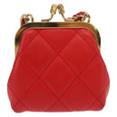 CHANEL Matelasse Chain Shoulder Pouch Bag Lamb Skin Red Gold CC Auth 154389SAM-3