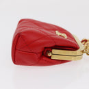 CHANEL Matelasse Chain Shoulder Pouch Bag Lamb Skin Red Gold CC Auth 154389SAM-4