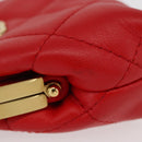 CHANEL Matelasse Chain Shoulder Pouch Bag Lamb Skin Red Gold CC Auth 154389SAM-6