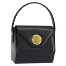 GIVENCHY Hand Bag Leather Black Gold Auth 154410-1