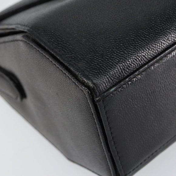 GIVENCHY Hand Bag Leather Black Gold Auth 154410