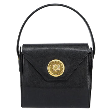 GIVENCHY Hand Bag Leather Black Gold Auth 154410 - 0