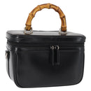 GUCCI Vanity Bamboo Hand Bag Nylon Black Silver 013 2122 2490 Auth 154411-1