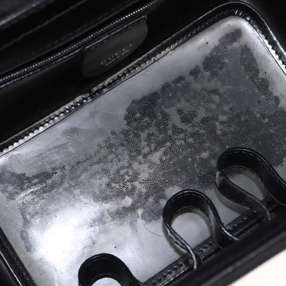 GUCCI Vanity Bamboo Hand Bag Nylon Black Silver 013 2122 2490 Auth 154411