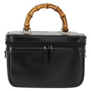 GUCCI Vanity Bamboo Hand Bag Nylon Black Silver 013 2122 2490 Auth 154411-13