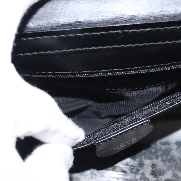 GUCCI Vanity Bamboo Hand Bag Nylon Black Silver 013 2122 2490 Auth 154411