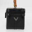 GUCCI Vanity Bamboo Hand Bag Nylon Black Silver 013 2122 2490 Auth 154411-3