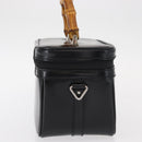 GUCCI Vanity Bamboo Hand Bag Nylon Black Silver 013 2122 2490 Auth 154411-4