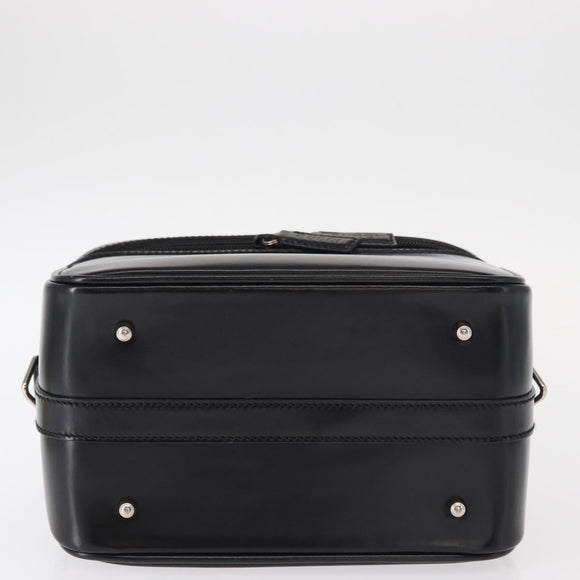 GUCCI Vanity Bamboo Hand Bag Nylon Black Silver 013 2122 2490 Auth 154411