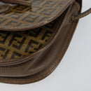 FENDI Zucchino Canvas Shoulder Bag Enamel Beige Brown Auth 154412-10