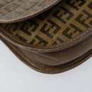 FENDI Zucchino Canvas Shoulder Bag Enamel Beige Brown Auth 154412-11