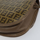 FENDI Zucchino Canvas Shoulder Bag Enamel Beige Brown Auth 154412-12